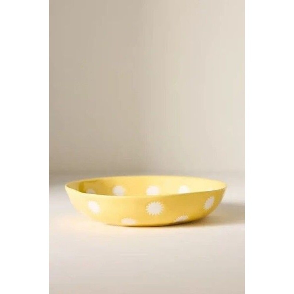 Anthropologie Vida Icon Stoneware Pasta Bowl Yellow Sun NEW